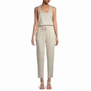 Splendid | White & Cream Leopard Print Lounge Jumpsuit